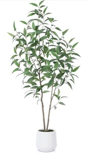 Artificial Tree,6.8FT Fake Eucalyptus Tree in White Imitation Ceramic Planter - Picture 1 of 6