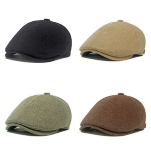 Men Classic Wool Newsboy Flat Hat Peaked Ivy Cap Golf Driving Warm Hats HY24035 - Picture 1 of 8