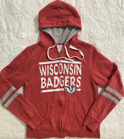 Women's Wisconsin Badgers Full Zip Hoodie, Medium (8-10) Russell Athletic Cover