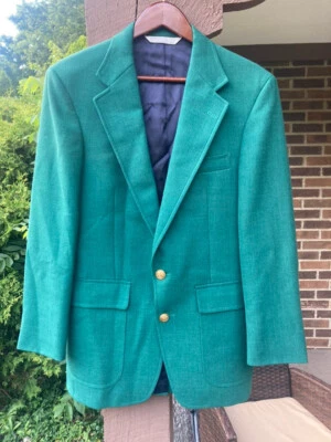 Винтажный земли конец Sport пальто Blazer куртка мужской изумруд зеленый золото кнопки - Изображение 1 из 4