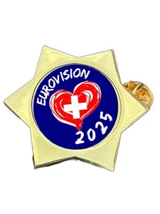 Switzerland Eurovision Song Contest 2025 Gold Star Lapel Pin Badge - Picture 1 of 4