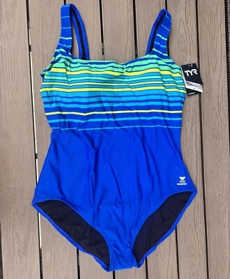 Terno de banho TYR Panamá Aqua gola redonda controle ajuste azul/verde tamanho 24 peças novo com etiquetas  - Imagem 1 de 3