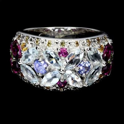 925 Sterling Silber Ring Marquise Turmalin Peridot Edelstein Schmuck Größe 9 - Bild 1 von 4