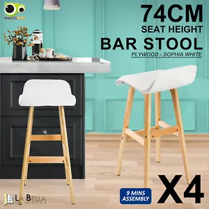 4X Wooden Bar Stool Bentwood Barstool Dining Chair Kitchen Leather SOPHIA WHITE - Picture 1 of 12