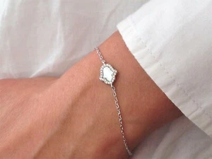 Perlmutt Hamsa verstellbares Armband Sterlingsilber Fatima Handschmuck - Bild 1 von 6