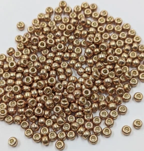 Perline semi vetro vintage MIYUKI Giappone metallizzato Gal Duracoat champagne 8/0 8g - Foto 1 di 3