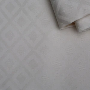 Vintage Home Drapery Fabric Classic Ivory White Geometric Diamond Pattern 10 yds - Picture 1 of 9