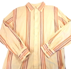 Vintage Y2K Y. Chrome Embroidered Mens Shirt Buttondown Long Sleeve Beige Orange - Picture 1 of 7
