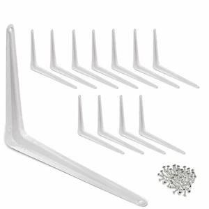 12 Pcs 8" x 10" inch Utility Metal Wall Shelf Corner Bracket Support White LOT - Picture 1 of 6