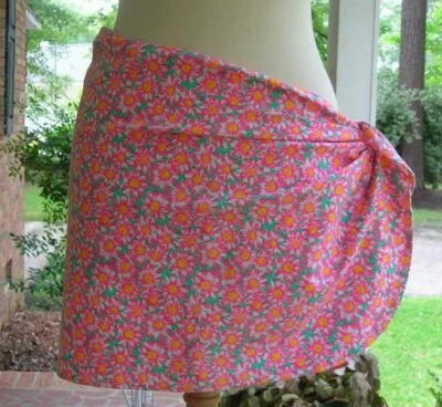 MUJERES Falda Sarong (Cubierta Talla Única) Playa Rosa Floral Algodón Foto 1 de 4