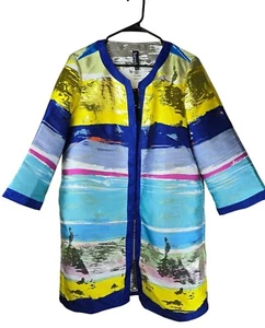 NWT BEREK Multicolor Waves of Metallic 3/4 Sleeve Jacket M Art to Wear Medium - Picture 1 of 7