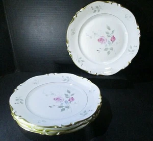 (4) H&Co Heinrich Selb Bavaria Germany Dinner Plates Gold Rim Roses floral 10.5" - Picture 1 of 5