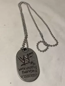 WWF WWE THE ROCK ORIGINAL OFFICIAL LICENSED OLD SCHOOL DOG TAG 1999 W/bull RARE - Picture 1 of 3