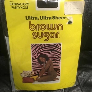 Vintage Brown Sugar nude nylon pantyhose w/ model off black size tall - Picture 1 of 3