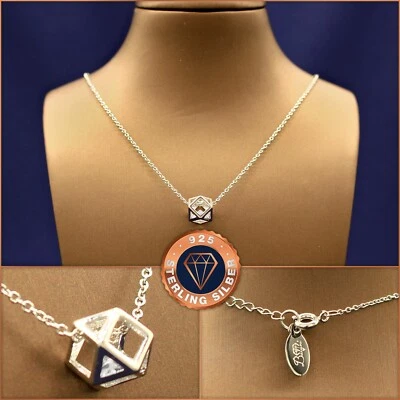 Halskette mit Würfel-Anhänger 925 Sterling-Silber, + Etui, Weihnachtsgeschenk - Bild 1 von 4