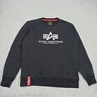 Alpha Industries Mens Pullover Size M Black Cotton Jumper Sweatshirt Sweater