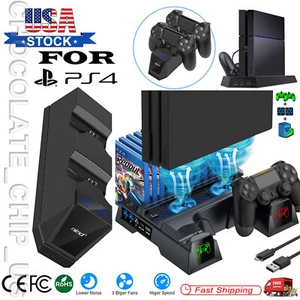 Dual Charger Station Controller Stand Cooling Fan For PlayStation 4 PS4 Slim/Pro - Picture 1 of 33