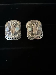 Pendientes vintage de plata de ley 925 y ópalo UMA - Imagen 1 de 5