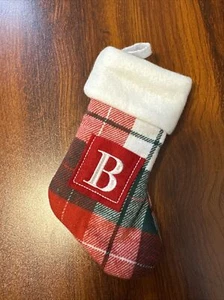 Holiday Home ~ Small Red /Green Plaid Letter B ~ Christmas Stocking NWT - Picture 1 of 9