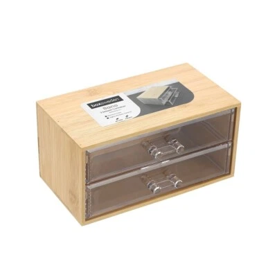 Boxsweden Bano Bamboo 2 Drawer Container Desktop Office Organiser Storage Box - image 1 of 3