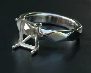 9x7 MM.Emerald cut semi-mount ring setting sterling silver 925# 464 - Picture 1 of 4