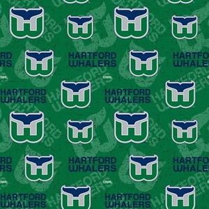 BTY NHL Hockey Hartford Whalers Green Tone on Tone Cotton Fabric BY The YARD - Foto 1 di 1