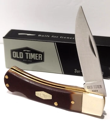 Schrade Old Timer Delrin Bearhead Drop Point Lockback Folding Pocket Knife EDC - Image 1 of 4