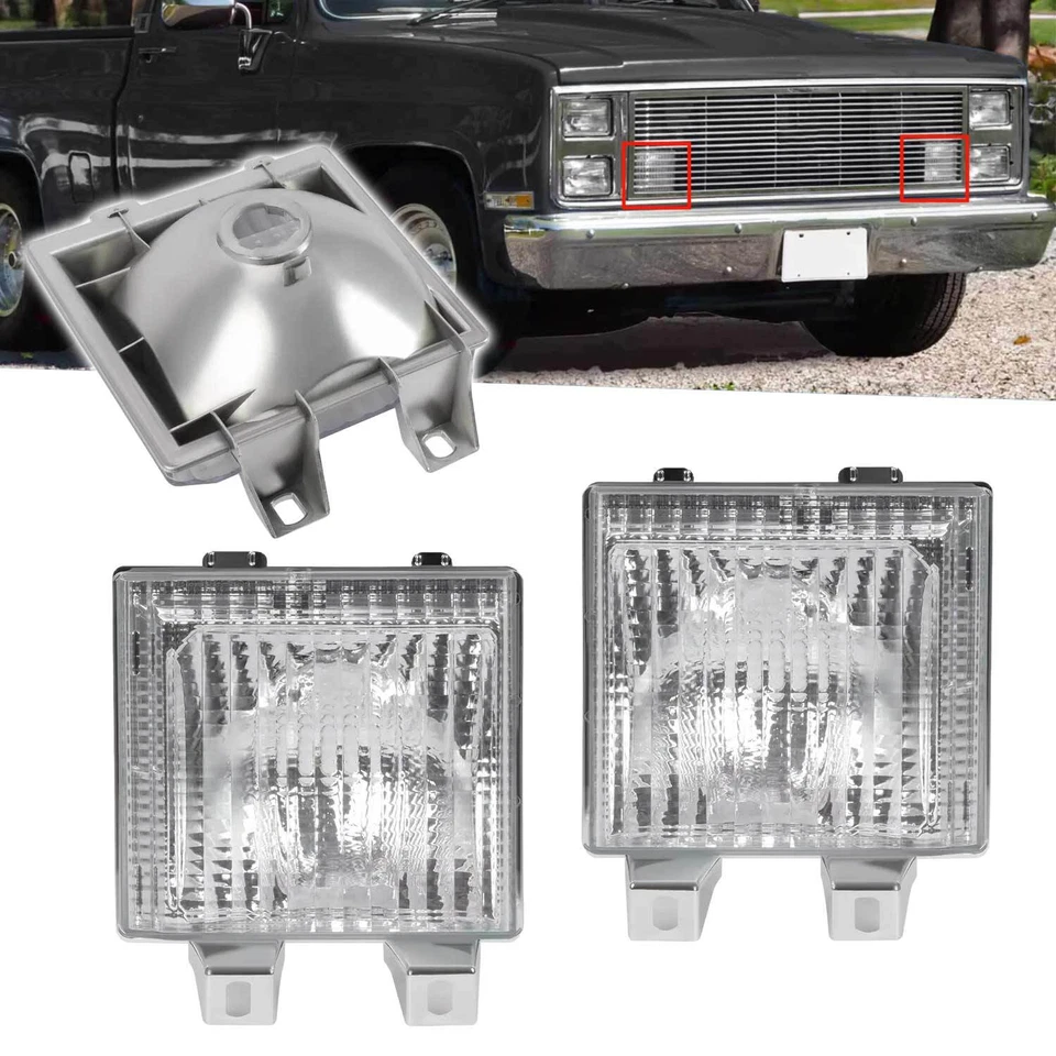 Pair For Chevy GMC Pickup Truck Chrome Turn Signal Side Corner Marker Lights - Image 1 of 4