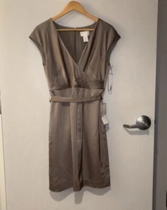 J Crew Satin Dress Sleeveless V-neck Tie Waist Size 6 NWT Cocktail Party Formal - Picture 1 of 10