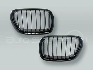 PAR DE PARRILLAS DE CAPUCHA DELANTERA NEGRA BRILLANTE PARA BMW X5 E53 2000-2003 - Imagen 1 de 2