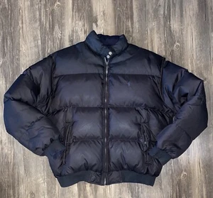 Vintage Y2K Polo Ralph Lauren Reversible Down Puffer Bomber Jacket Size Large - Picture 1 of 13