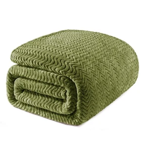 Soft Fleece Blanket Queen Size, Cozy Lightweight Blankets with Decorative Wav... - Picture 1 of 8