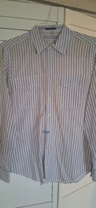 Elie Tahari Men’s Dress Shirt White Purple Accent Medium - Picture 1 of 4