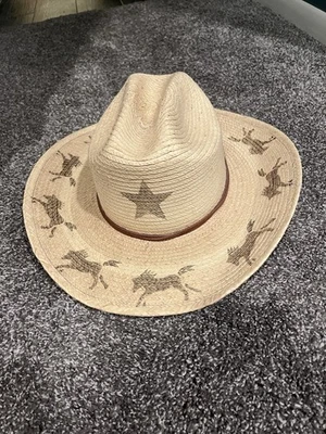 Sombrero de Vaquero Natural para Niña o Niño Color Paja Con Banda Elástica Talla S Foto 1 de 4