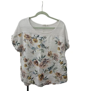 Lungo L'Arno Made in Italy Multi Color Linen Cap Sleeves Blouse 1X - Picture 1 of 10