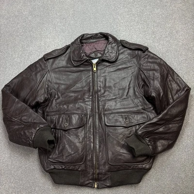 Chaqueta de Vuelo de Cuero Adulto Mediana Marrón Aviador Militar EE. UU. Vuelo Bombardero Hombres Foto 1 de 4