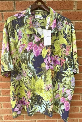 $158 TOMMY BAHAMA MENS LUSH OASIS HAWAIIAN SILK ALOHA CAMP SHIRT 2XB BIG XXL 2XL - Image 1 of 4