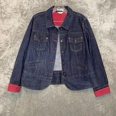 Christopher Banks Women Classic Cute Dark Wash Button Stretch Denim Jacket L - Image 1 of 4