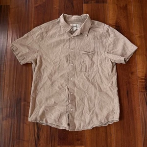 Camicia uomo manica corta Madewell perfetta vestibilità abbottonata misto lino cotone large - Foto 1 di 8