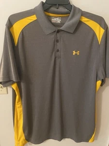 Men’s Handsome Loose Fit Gray Under Armour Polo with Yellow XL Heat Gear - Picture 1 of 10