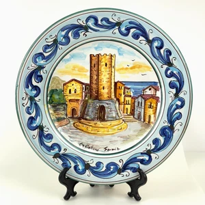 Vintage Castellone Formia italienischer handbemalter dekorativer Teller Wandbehang 8,5 Zoll - Bild 1 von 10