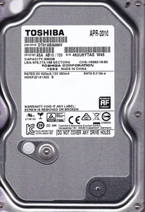 Toshiba DT01ABA050V rev: ASA AB10/720 HDKPJ21A1A02 S 500GB SATA 3.5 2919 - Picture 1 of 2