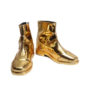 Anime Saint Seiya Cosplay Short Boots Seiya Gold PU Zipper Flat Shoes Customized - Picture 1 of 7