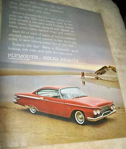 1961 61 Plymouth Fury grande rivista pubblicità auto - "Solid beauty" - Foto 1 di 1