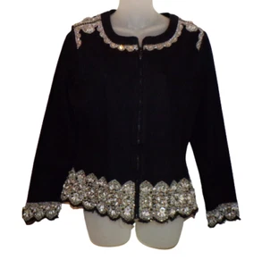 LUXE MODA Lavishly Embellished Black Jacket So Beautiful!! size S - Picture 1 of 7