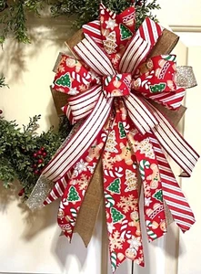 10 " X 20 " GINGERBREAD BOW WIRED RIBBON for DOOR WREATH LANTERN # 165 rb - Picture 1 of 4