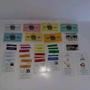 2005 Monopoly Spongebob Spare Parts Title Deeds Play Money Life & Chest Cards - Picture 1 of 4