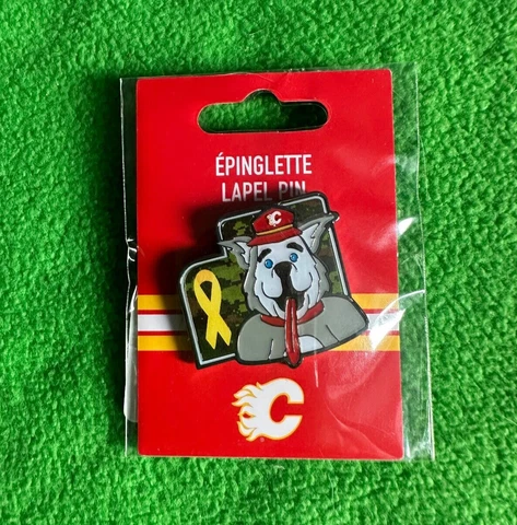 NHL Calgary Flames Military Night Harvey Mascot Logo Lapel Pin Cover