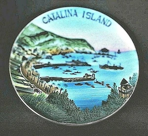 VINTAGE 1930'S CATALINA ISLAND SOUVENIR HAND PAINTED PORCELAIN PLATE - JAPAN - Bild 1 von 4