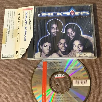 THE JACKSONS Triumph JAPAN CD 32.8P-181 w/BROKEN OBI MICHAEL JACKSON 1986 issue  Foto 1 de 4